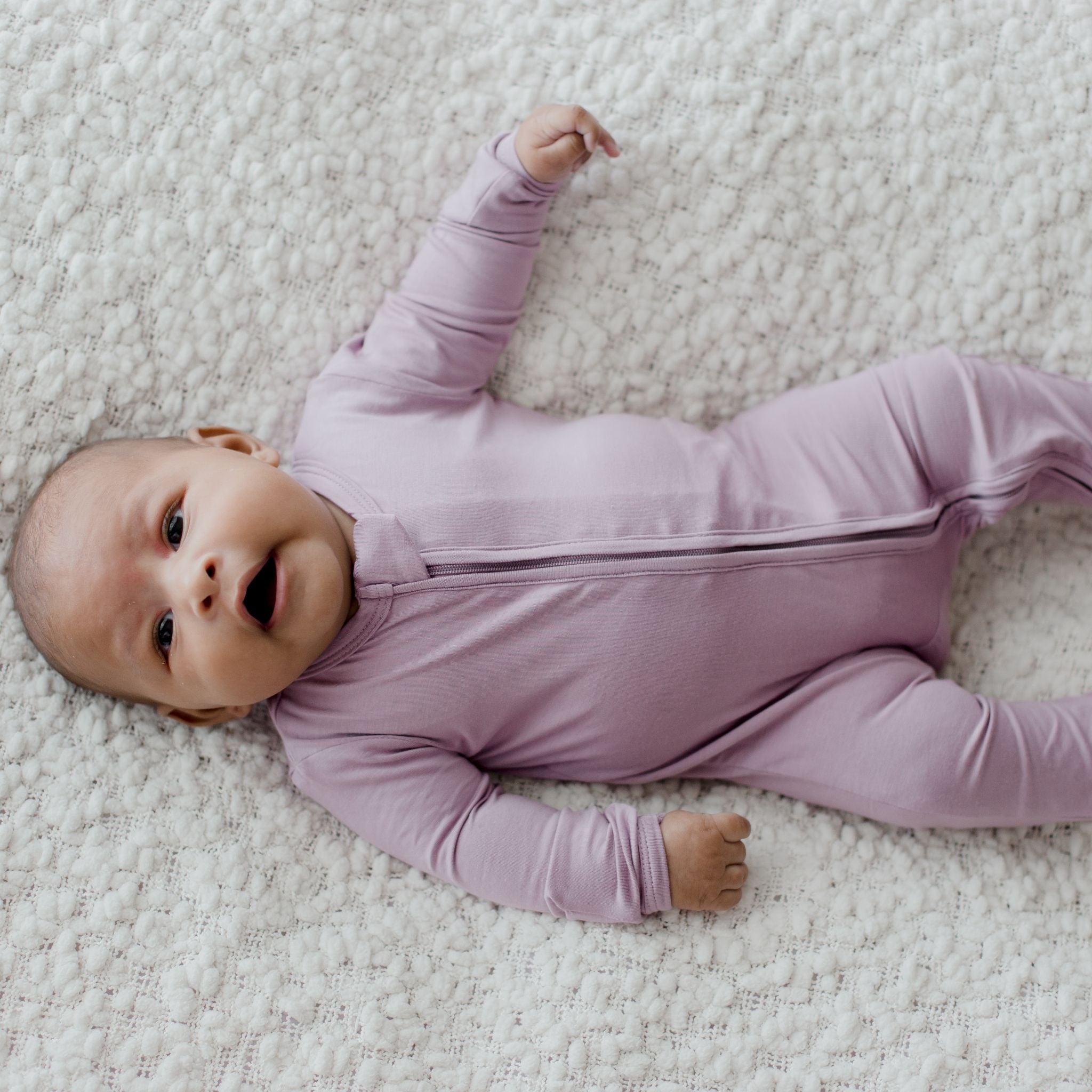 Bamboo Zip Growsuit Romper - Taro Purple