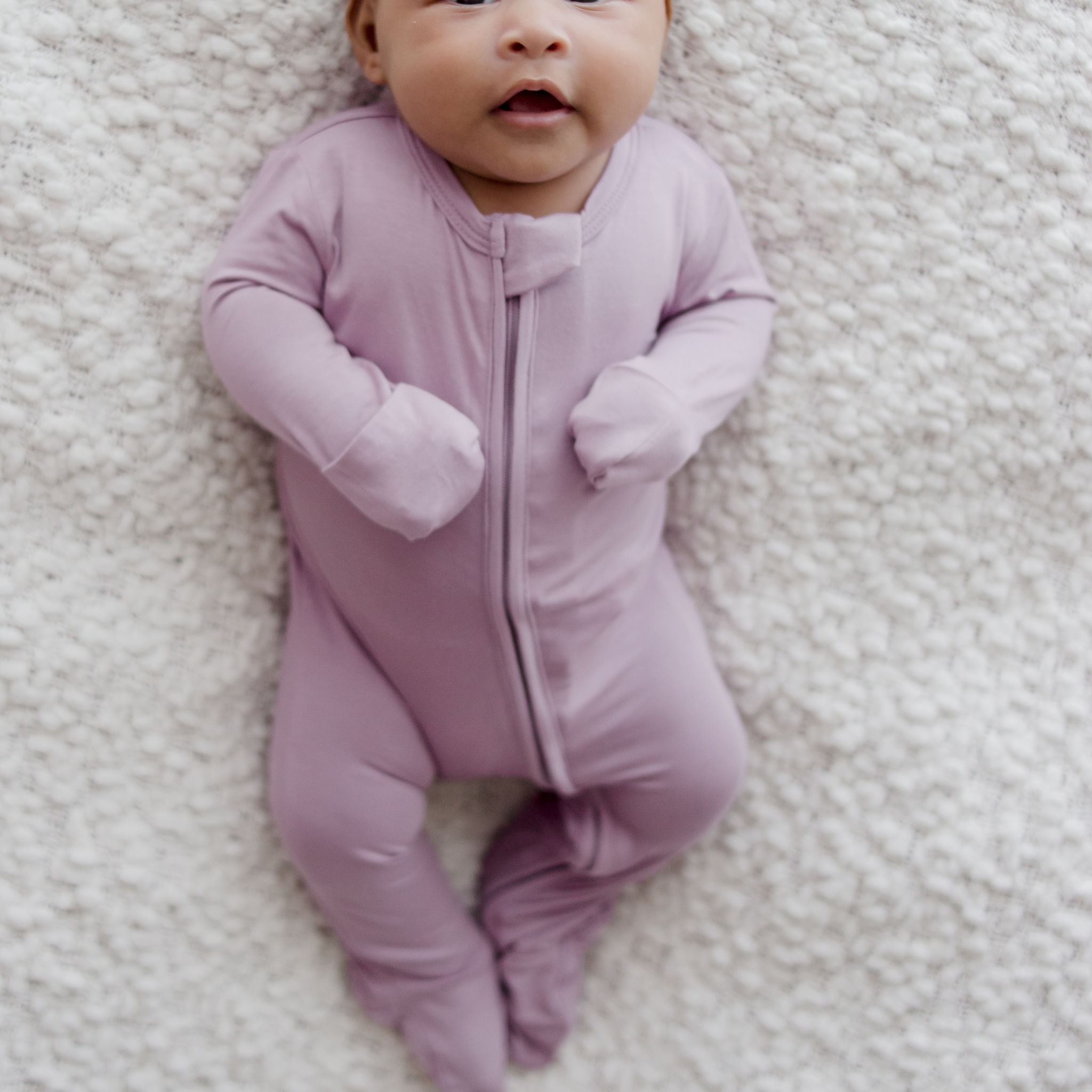 Bamboo Zip Growsuit Romper - Taro Purple