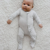 Bamboo Zip Growsuit Romper - Grey Storm